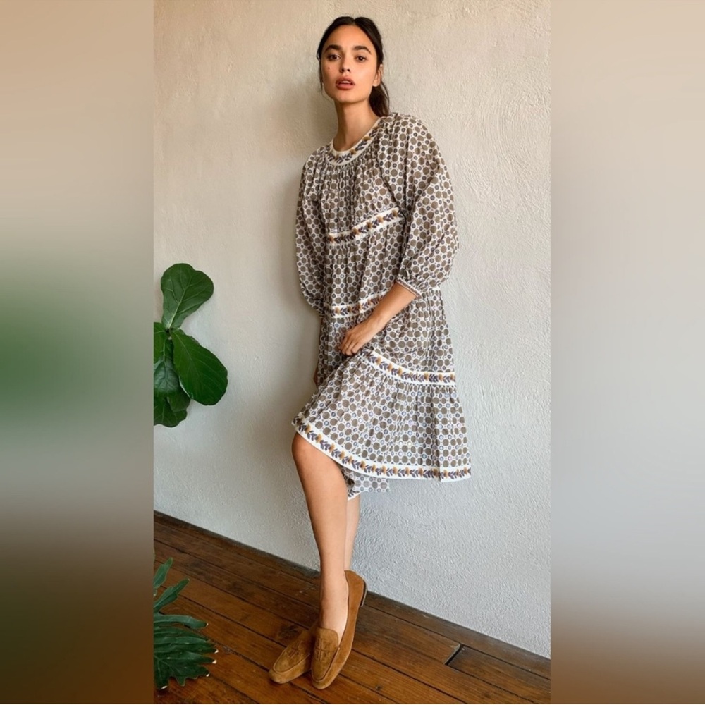 TORY BURCH
Printed Puffed-sleeve Dress In Ivory Batik Medallion